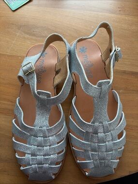 Meduse Silver Glitter Woven Slingback Sandals